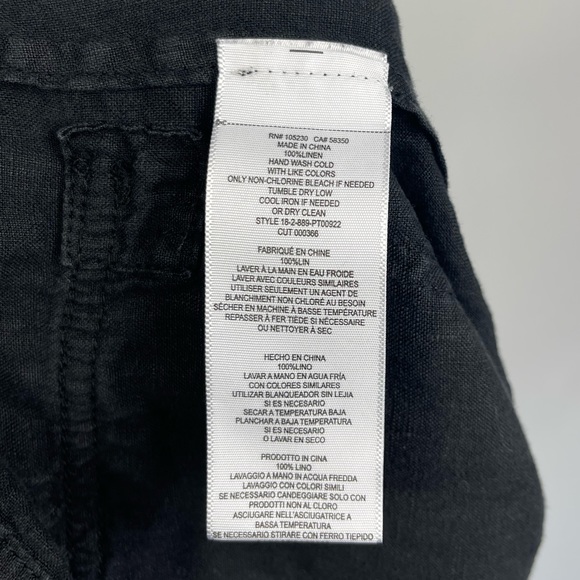 JOIE Erlette Cropped Linen Cargo Pants High Waisted Slouch Waist Ankle Tie Black - Picture 12 of 15